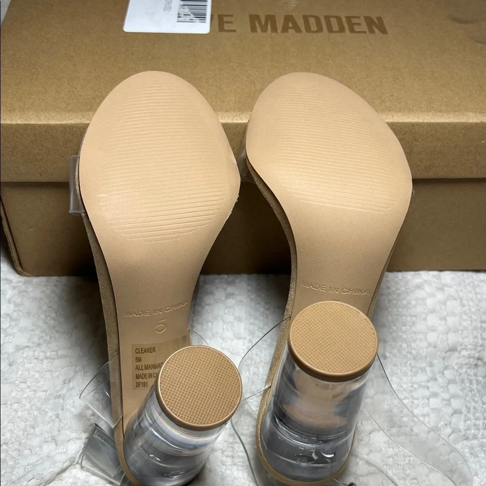 Steve Madden Transparent and Tan Heels size 5 - Picture 3 of 11